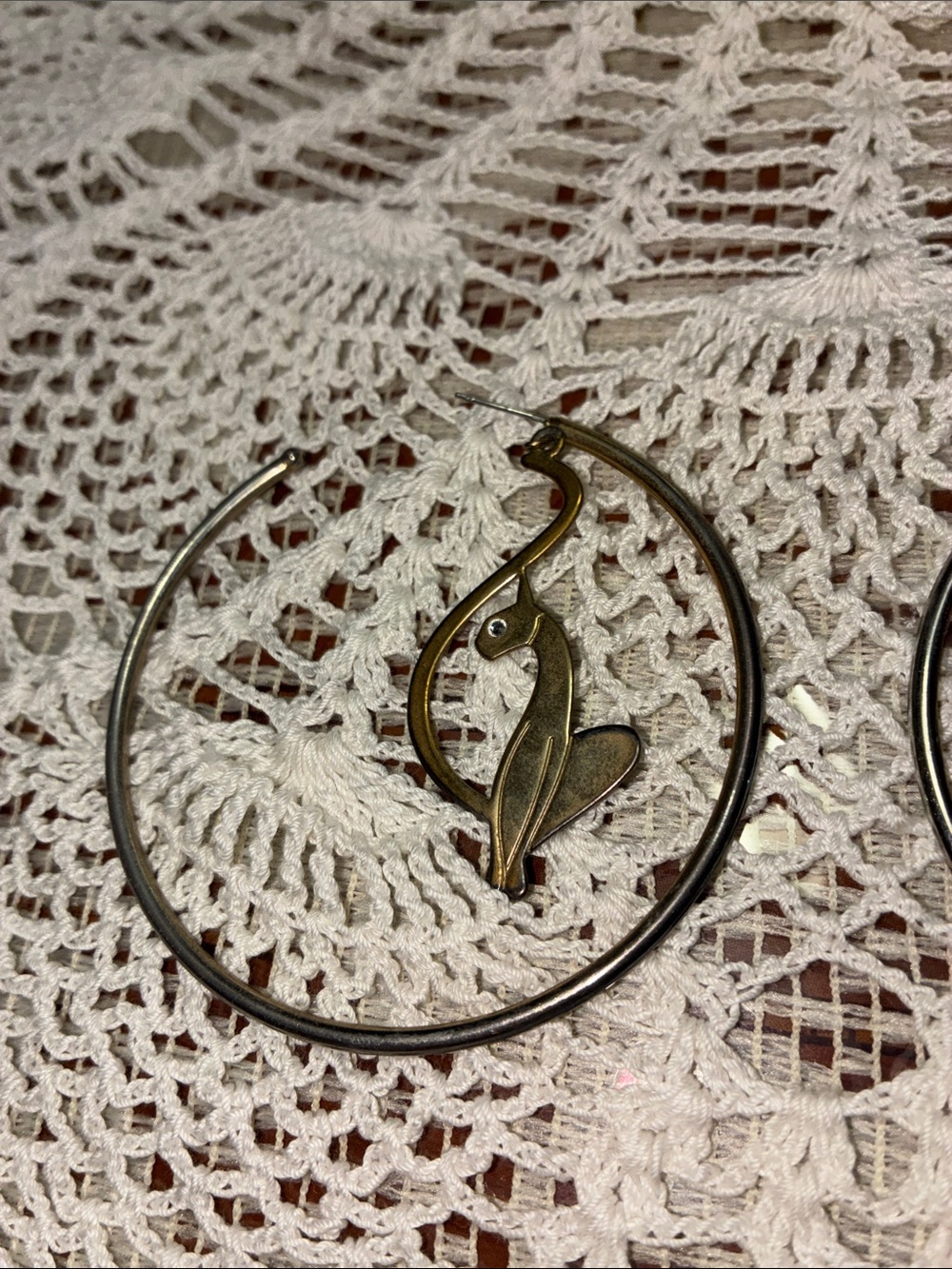 Y2K VINTAGE Baby Phat Silver Gold Hoops Loops Earrings - Picture 6 of 10